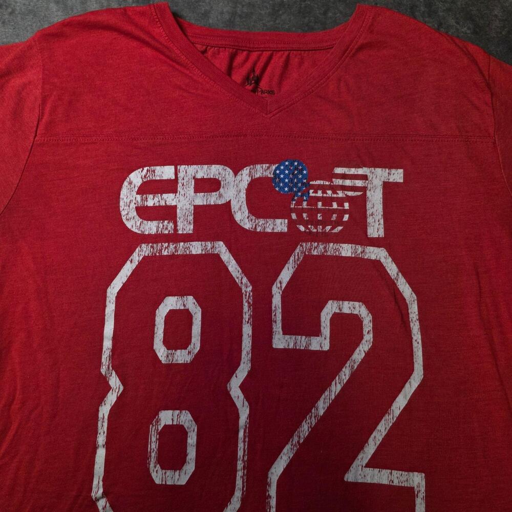 Disney Parks Shirt Womens XL Red Epcot 82 Walt Disney World Jersey Graphic Tee